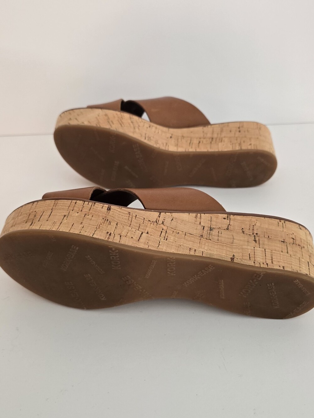 Kork-Ease Brown Leather Cork Wedge Slide Sandals - Picture 7 of 9